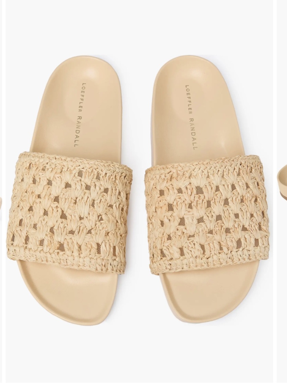Loeffler Randall Henri Crochet Slide Sandals in Cream Natural 5.5